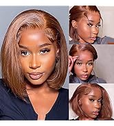YMSGIRL #4 Dark Brown Wig 4X4 Lace Front Wigs Human Hair Long Bob Lace Front Wigs Chocolate Brown...