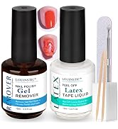 LOUINSTIC Gel Polish Remover Kit - Non Acetone Soak Off Gel Nail Polish Remover and Latex Tape fo...