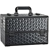 Joligrace Makeup Train Case Professional Cosmetic Organizer Aluminum Storage Box with 4 Adjustabl...