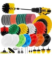ETOUPA 48 Pcs Drill Brush Attachments Set, Scrub Pads & Sponge & Wire Brush for Drill, Power Scru...