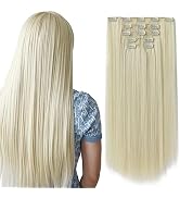 Blonde Hair Extensions, HSPJHTM Clip in Hair Extensions for Women 5 Pieces Set 22