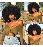 ANNISOUL Afro Wigs for Black Women Short Curly Afro Kinky Wig 70s Bouncy Huge Fluffy Puff Wigs Pr...
