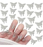 RODAKY 50Pcs Butterfly Nail Charms 3D Metal Alloy Butterflies Shape Charms for Nail Art Design Bu...