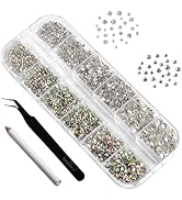 Beadsland 2880pcs Flatback Nail Rhinestones Kit, Makeup Rhinestones for Eyes Face,Clear AB and Cr...