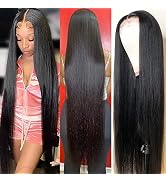 Straight Lace Front Wig Human Hair Pre Plucked with Baby Hair 4x4 Closure Wig Human Hair 150% Den...