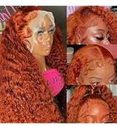 VELOMA Ginger Wig Lace Front Human Hair 13x6 Deep Wave Human Hair Wig Ginger Transparent Lace Wig...