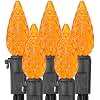 Brizled Orange String Lights, 33ft 100 LED Faceted C5 Orange Halloween Lights, 120V UL Certified Halloween Light Set Connectable Amber Light for Indoor & Outdoor Tree Xmas Party Decoration