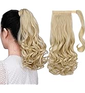 Ponytail Extensions Wavy Blonde,Clip in Ponytails 16