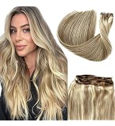 Sew in Hair Extensions Real Human Hair, Hand Tied Weft Hair Extensions Human Hair Balayage Beige ...