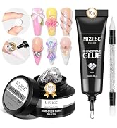MIZHSE 30g Solid Builder Gel For Nails and 15g Rhinestone Glue for Nails, Clear Nail Builder Gel ...