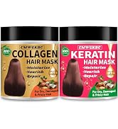 Keratin Hair Mask+Collagen Hair Mask for Damaged Hair, Keratin Hair Treatment, Repair Deep Condit...