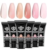 modelones Poly Gel Set 6 Colors Jelly Gel Milky White Sheer Pink Nude Translucent Nail Extension ...