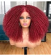 Annivia Curly Lace Front Wig Pre Plucked Kinky Curly Afro Wigs for Black Women 13x4 x1 HD T Part ...
