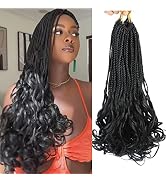 8 Packs French Curl Crochet Braids Hair-14 Inch Goddess Box Braids Crochet Hair Pre Looped French...