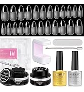MIZHSE Gel x Nail Kit - Nail Tips and Glue Gel Kit, Solid Nail Glue Gel Soft Almond Nail Tips Hal...