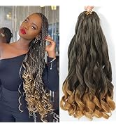 7 Pack French Curly Braiding Hair Pre Stretched Bouncy Braiding Hair Loose Wavy Pre Streched Brai...