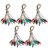 Tbestmax 50 Pcs 5 Colors Alligator Clips Test Lead Set, 50cm/19 inches (5 Pack)