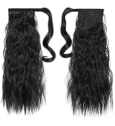 Black Ponytail Hair Extensions,HSPJHTM Corn Wave Ponytail for Black Women 18