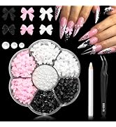 RODAKY 3D Bow Nail Charms 1 Box Resin Nail Art Charms Valentine's Day Cute Kawaii Bow Knot Nail D...