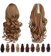 Clip in Ponytail,Clip Claw Blonde Ponytails Extension Wavy 14