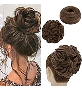 S-noilite 1PCS Messy Bun Hair Piece for Women Curly Wavy Fake Hair Donut Bun Scrunchies Ponytail ...
