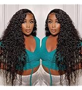 Water Wave Lace Front Wigs Human Hair Pre Plucked Bleached Knots Glueless 13X4 Brazilian Virgin L...