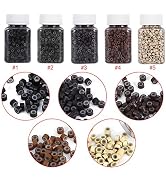 Silicone Micro Link Rings, 1 Bottle/Set 500Pcs 5mm Lined Beads 5 Colors Optional Silicone Lined L...