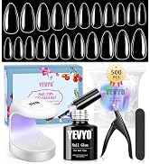 Yevyo Gel x Nail Kit, Gel Extension Nail Kit with 500 Pcs Almond Nail Tips, Nail Lamp, Nail Gel, ...