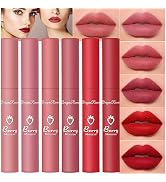 6 Colors Matte Lipstick Set,Natural Nude Lipstick Lip Makeup Kit, Velvet Nourishing Lip Gloss, No...