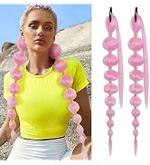 Benehair Pink Ponytail Long Bubble Ponytail Extension with Hair Tie 34 Inch Afro Puff Ponytail Ha...
