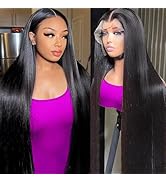 AUOU 30 Inch 13x6 Lace Front Wigs Human Hair 200 Density Straight HD Lace Front Wigs Human Hair P...
