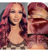 Aaliweya 99J Burgundy Lace Front Wig Human Hair 13X4 Body Wave Hd Lace Front Glueless Wig Human H...