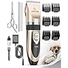 oneisall Dog Clipper Low Noise, Dog Grooming Kit with Rechargeable, Pet Shaver Cordless Electric Quiet Hair Clipper Set for Dogs Cats Pets（Gold）
