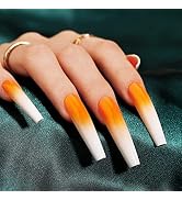 Long Press On Nails, BettyCora XXXL Extra Long Coffin Press on Nails Ombre Fake Nails with Nail G...