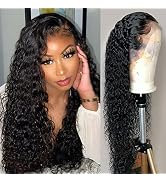 YMSGIRL Kinky Curly 13X4 Lace Front Wig Jerry Curl Human Hair Wigs Pre Plucked Hairline Real Huma...