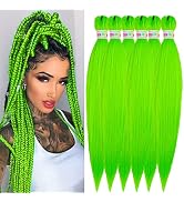 Green Braiding Hair Pre Stretched Kanekalon Braiding Hair 6Pack Easy Braid Pre Stretched Braiding...