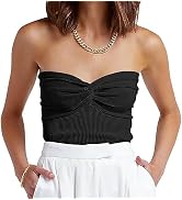 ANRABESS Tube Top for Women Summer Strapless Bandeau Knit Twist Knot Corset Crop Basic Tank Top 2...