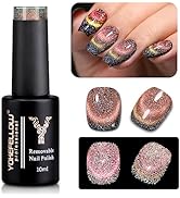 YOKE FELLOW 9D Cat Eye Gel Nail Polish, 10ML Holographic Galaxy 9D Cat Eye Reflective Glitter Gel...