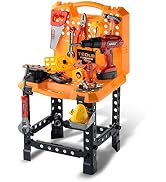 Toy Choi's Pretend Play Series Standard Workbench STEM Toy Tool Play Set, 82 Pieces Construction ...