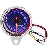 Motorcycle Tachometer, 12V Universal Electronic Tachometer Gauge, 16000rpm LED Night Light Backli...