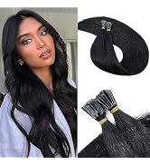 Benehair I Tip Hair Extensions Human Hair Jet Black Straight Remy Stick Tip Hair Extensions 22 In...