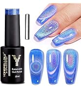 YOKE FELLOW Rainbow Cat Eye Gel Nail Polish, Universal Holographic 9D Rainbow Cat Eye Gel Polish ...