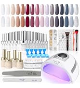 Candy Lover Gel Nail Polish Kit with UV Light, 16 Colors and Gel Nail Essential Set, 132W UV Nail...