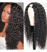 Yavida U Part Human Hair Wig Curly No Leave Out U Part Wig for Black Women 180% Density Curly U P...