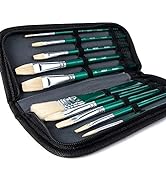 ARTIFY 10 Pcs Paint Brush Set Includes a Carrying Case, Premium Hair Brushes for Oil, Watercolor ...