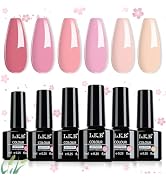 LKE Gel Nail Polish Set 6 Colors Spring Light Pink Nude Gel Polish Set Gel Nail Kit Soak Off U V/...