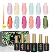 Jelly Gel Nail Polish,Translucent Crystal Jelly Nail Polish Gel,6 Colors Summer Sheer Nail Polish...