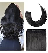 Wire Hair Extensions Human Hair,18inch 80g Natural Black Hidden Hair Extensions Human Hair, Hair ...