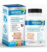 Renew Actives Probiotic 40 Billion CFU Supplement - Double Strength High Potency for Health & Fav...