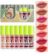 7 Colors Lip Tint Stain Set, Watery Lip Stain Mini Liquid Matte Lipstick, Multi-use Lip Cheek Tin...